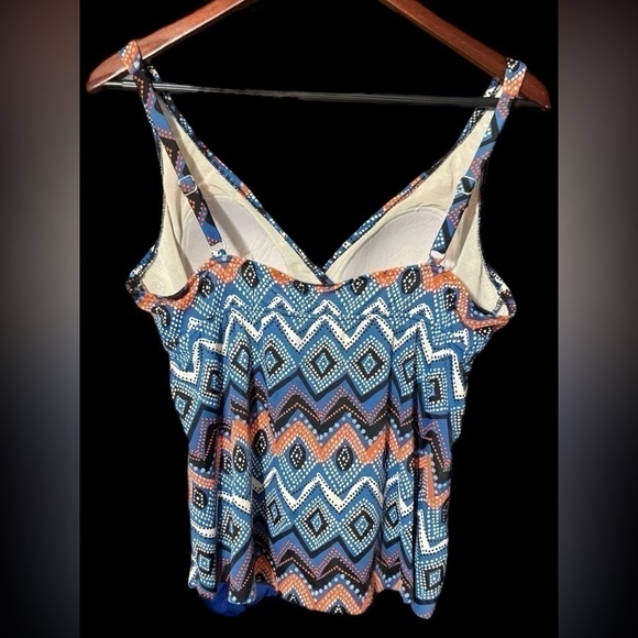Tankini Tribal Geometric Pattern Tiered Ruffled Colorful womens xsmall kids 12 - Picture 6 of 11